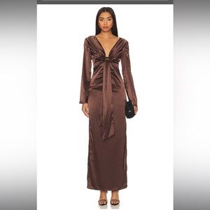 Elegant Brown Satin Dress